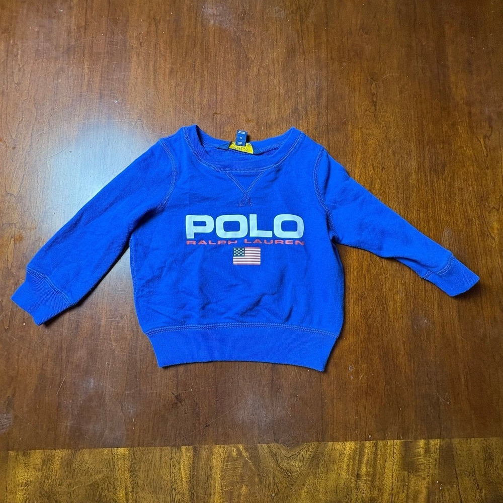 Polo Ralph Lauren American Flag Crewneck Sweatshirt Blue Toddler 2T